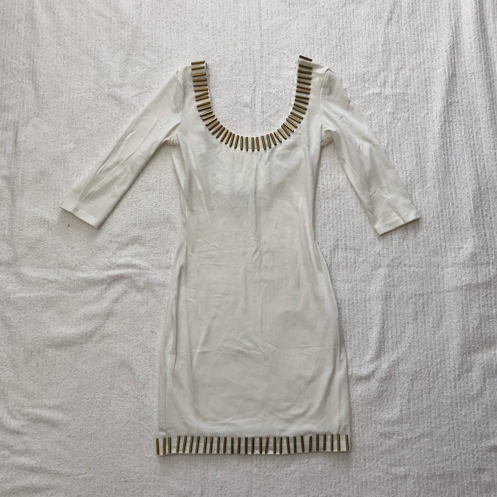 Blaque Market | Gold Bar White Dress
